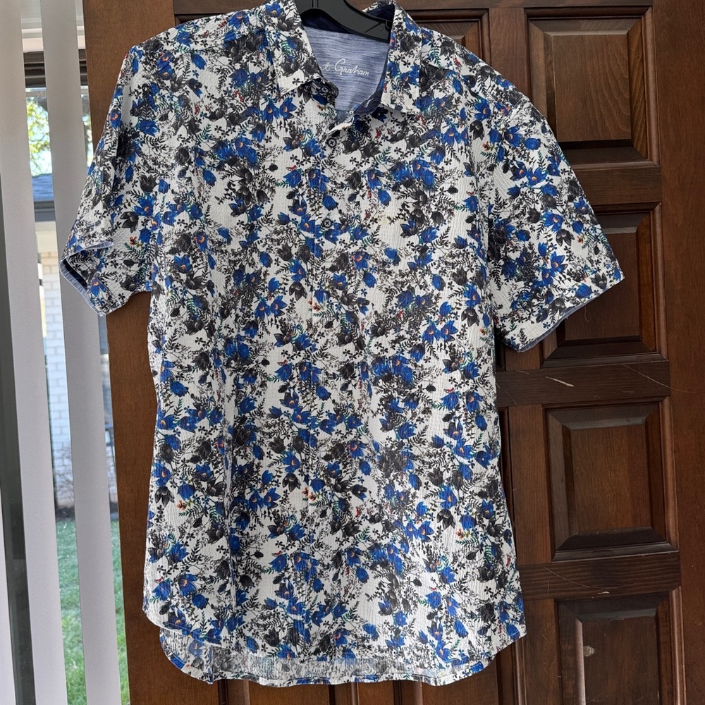 Robert Graham Blue floral print shirt XL